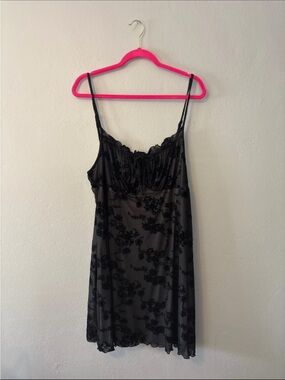 SHEIN Black Floral Lace Mini Slip Dress